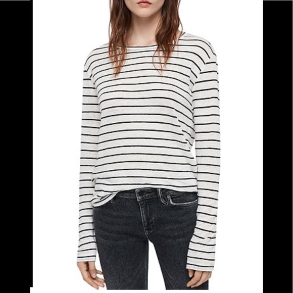 NWT! All Saints Esme Breton Stripe Long Sleeve Tee Small - Picture 1 of 5